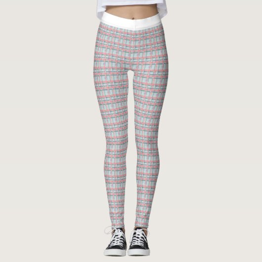 Peach Red Green Tartan Pattern Joggen Leggings (Vorderseite)