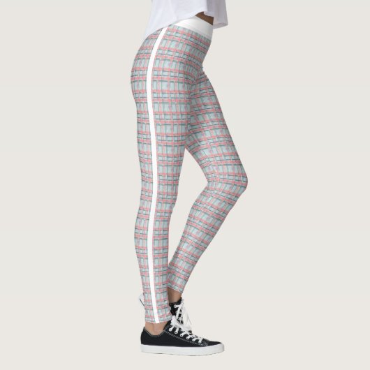 Peach Red Green Tartan Pattern Joggen Leggings (Rechts)