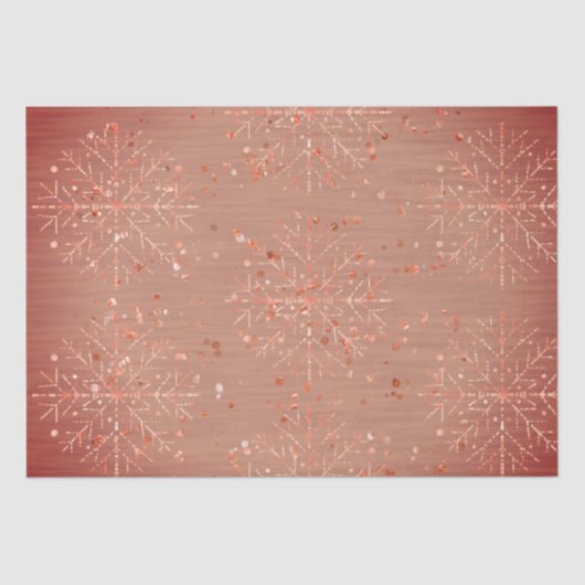 Peach Red Snowflakes Weihnachtszettel Seidenpapier (Vorderseite)