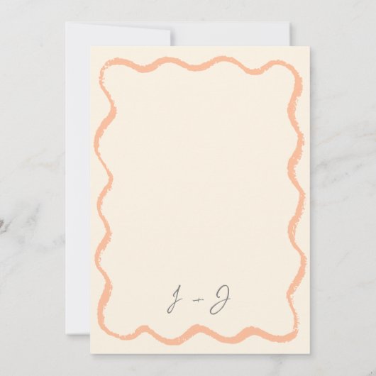 Peach Retro Champagner Tower Handgezeichnete Hochz Einladung (Rückseite)