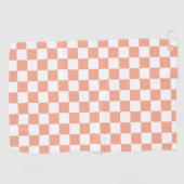 Peach Retro Checkerboard Golfhandtuch (Horizontal)