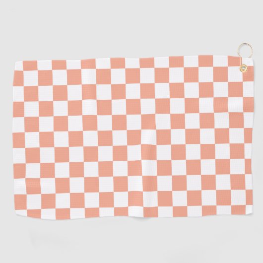 Peach Retro Checkerboard Golfhandtuch (Horizontal)