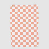 Peach Retro Checkerboard Golfhandtuch (Vorderseite)
