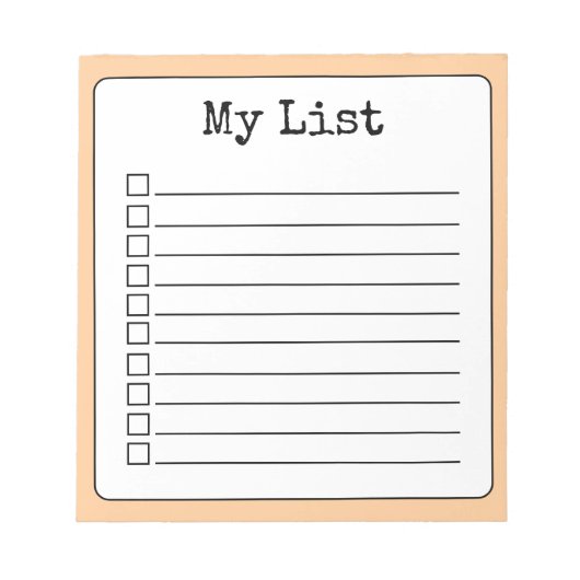 Peach Retro Custom Checklist Linken Notizblock (Vorderseite)