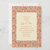 Peach Retro Floral Muster Boho Paare Dusche Einladung (Vorderseite)