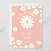 Peach Retro Groovy Daisy Baby in Bloom Dusche Einladung (Vorderseite)