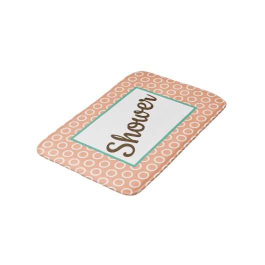 Peach Retro-Style Circle Pattern Customizable Badematte (Schrägansicht)