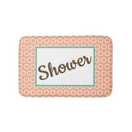 Peach Retro-Style Circle Pattern Customizable Badematte (Vorderseite)