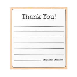 Peach Retro Vielen Dank Ihr Name Linken Notizblock