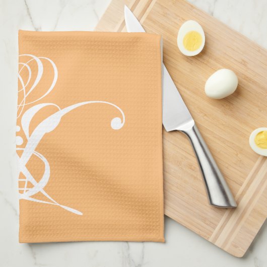 Peach Retro Weiße Geblüht Rose Geschirrtuch (Viertel Falte)