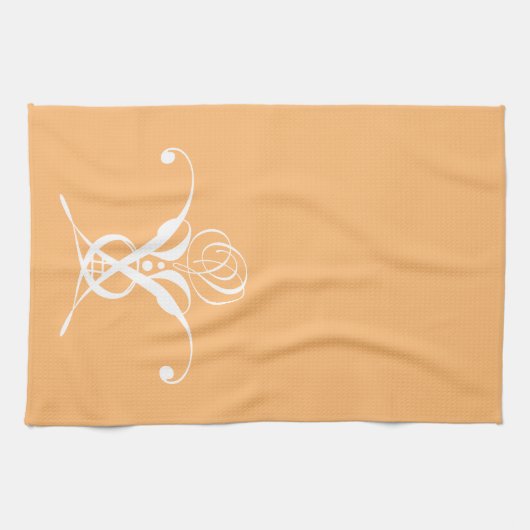 Peach Retro Weiße Geblüht Rose Geschirrtuch (Horizontal)