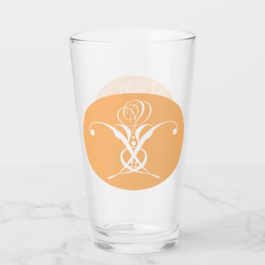 Peach Retro Weiße Geblüht Rose Glas (Rückseite)