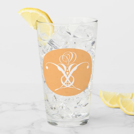 Peach Retro Weiße Geblüht Rose Glas (Vorderseite Ice)