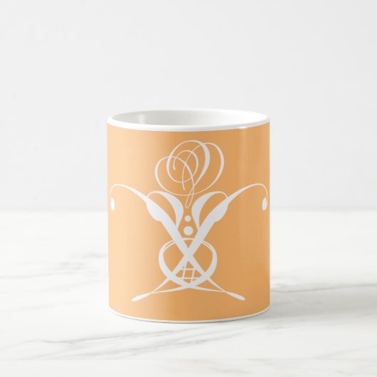 Peach Retro Weiße Geblüht Rose Kaffeetasse (Mittel)