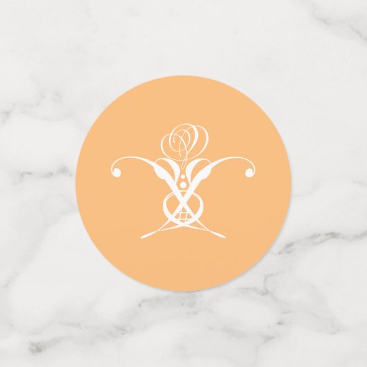 Peach Retro Weiße Geblüht Rose Konfetti (Klein Vorderseite)