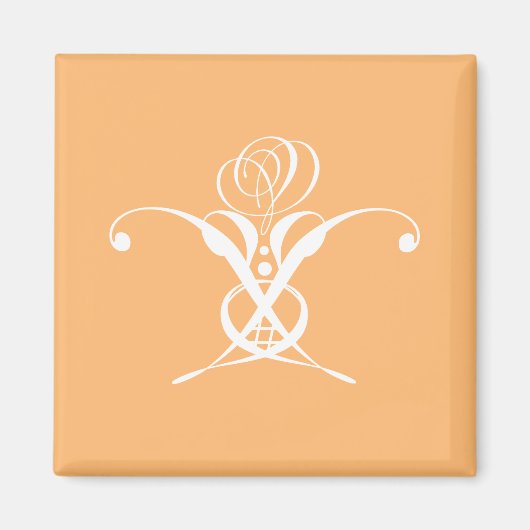 Peach Retro Weiße Geblüht Rose Magnet (Vorne)