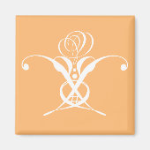 Peach Retro Weiße Geblüht Rose Magnet (Vorne)