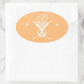 Peach Retro Weiße Geblüht Rose Ovaler Aufkleber (Tasche)