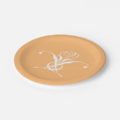 Peach Retro Weiße Geblüht Rose Pappteller (Schrägansicht)