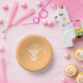 Peach Retro Weiße Geblüht Rose Pappteller (Party)