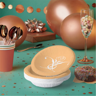 Peach Retro Weiße Geblüht Rose Pappteller