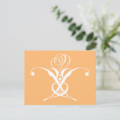 Peach Retro Weiße Geblüht Rose Postkarte (Stehend Vorderseite)