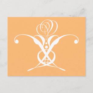 Peach Retro Weiße Geblüht Rose Postkarte