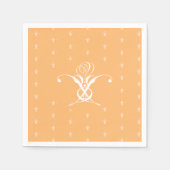 Peach Retro Weiße Geblüht Rose Serviette (Vorderseite)