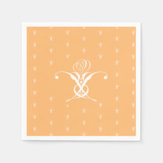 Peach Retro Weiße Geblüht Rose Serviette