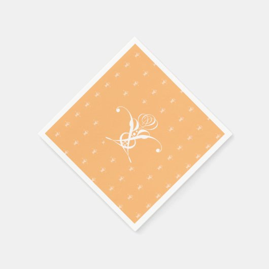 Peach Retro Weiße Geblüht Rose Serviette (Ecke)