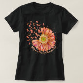 Peach Ribbon Hummingbird Sunflower Uteruskrebs T-Shirt (Design vorne)