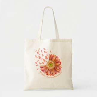 Peach Ribbon Hummingbird Sunflower Uteruskrebs Tragetasche