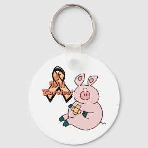 peach ribbon pig schlüsselanhänger