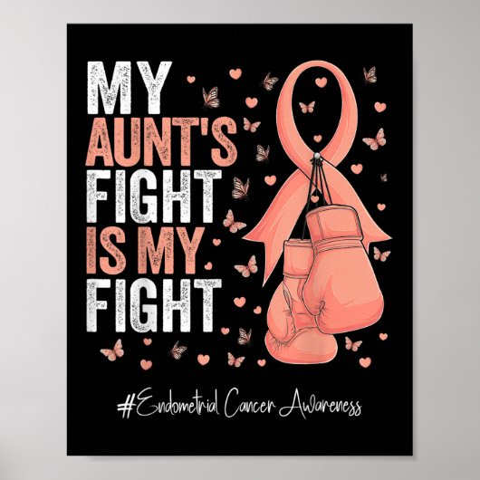 Peach Ribbon Tante Endometrial Cancer Awareness Poster (Vorne)
