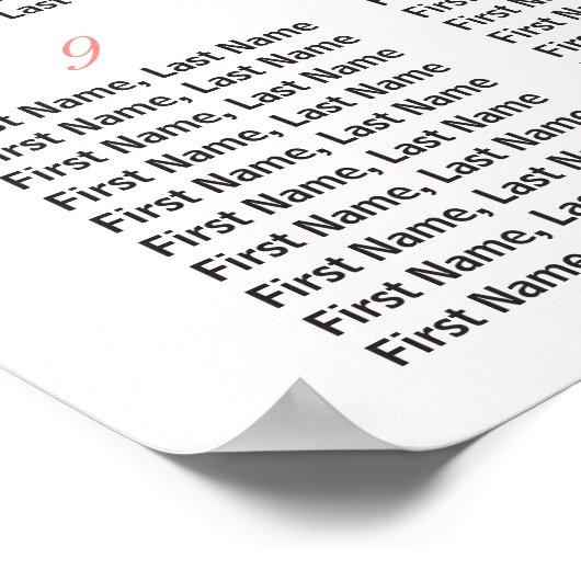 Peach Rose 12 Tables Wedding Seating Chart Poster (Ecke)