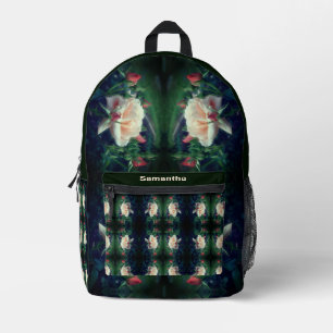 Peach Rose and Buds Abstrakt Personalisiert Bedruckter Rucksack
