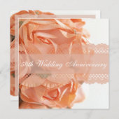 Peach Rose and Lace Wedding Jubiläum Party Einladung (Vorne/Hinten)