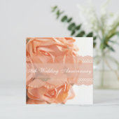 Peach Rose and Lace Wedding Jubiläum Party Einladung (Stehend Vorderseite)