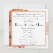 Peach Rose and Lace Wedding Jubiläum Party Einladung (Rückseite)