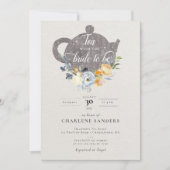 Peach Rose and Thistle Floral Bridal Tee Einladung (Vorderseite)