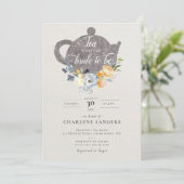 Peach Rose and Thistle Floral Bridal Tee Einladung (Stehend Vorderseite)