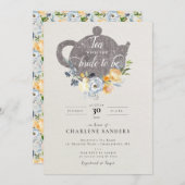 Peach Rose and Thistle Floral Bridal Tee Einladung (Vorne/Hinten)