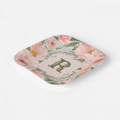 Peach Rose auf Sage Green Personalisiert Pappteller (Gewinkelt)