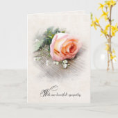 Peach-Rose auf Wood-Beileid Karte (Gelbe Blume)