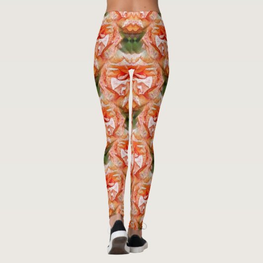 Peach Rose Blume Abstrakt Art Muster Leggings (Rückseite)