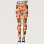 Peach Rose Blume Abstrakt Art Muster Leggings (Vorderseite)