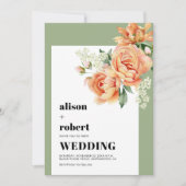 Peach Rose Blume Blumenstrauß Einladung (Vorderseite)