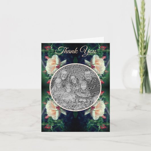 Peach Rose Blume Hochzeiten Foto Dankeskarte (Vorderseite)