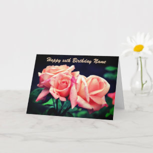 Peach Rose Blume Trio Personalisiert Geburtstag Karte