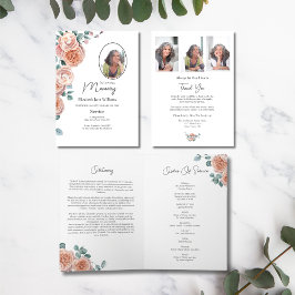 Peach Rose Blumenbeerdigung Orden des Service-Foto Karte